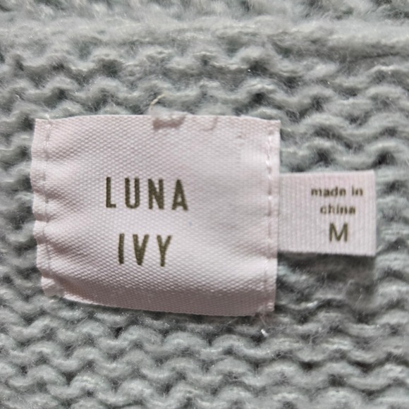 Luna Ivy Sage Chunky Knit Cardigan 3D Crochet Floral Daisy Women Medium - Picture 2 of 5